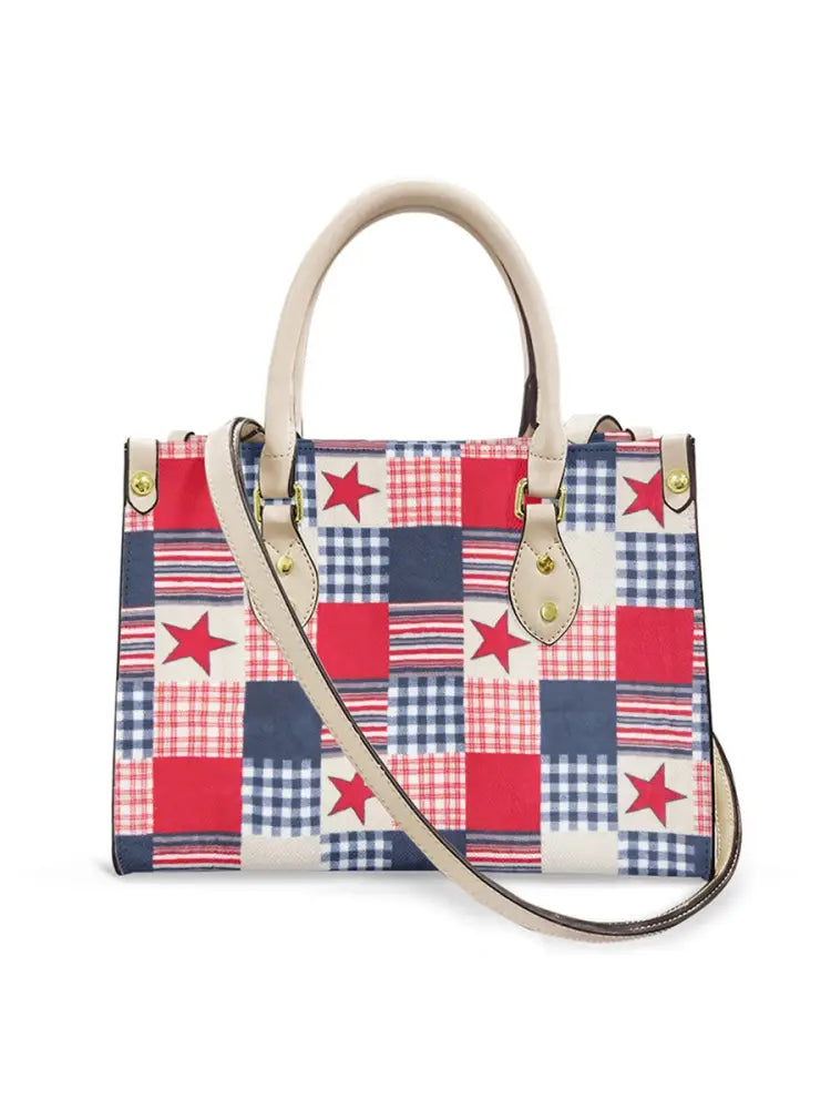 Women’s Art Star Check Leather Handbag