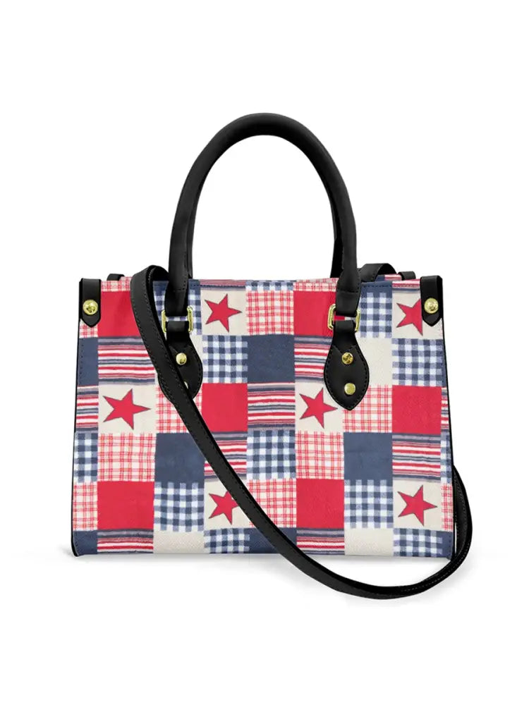Women’s Art Star Check Leather Handbag