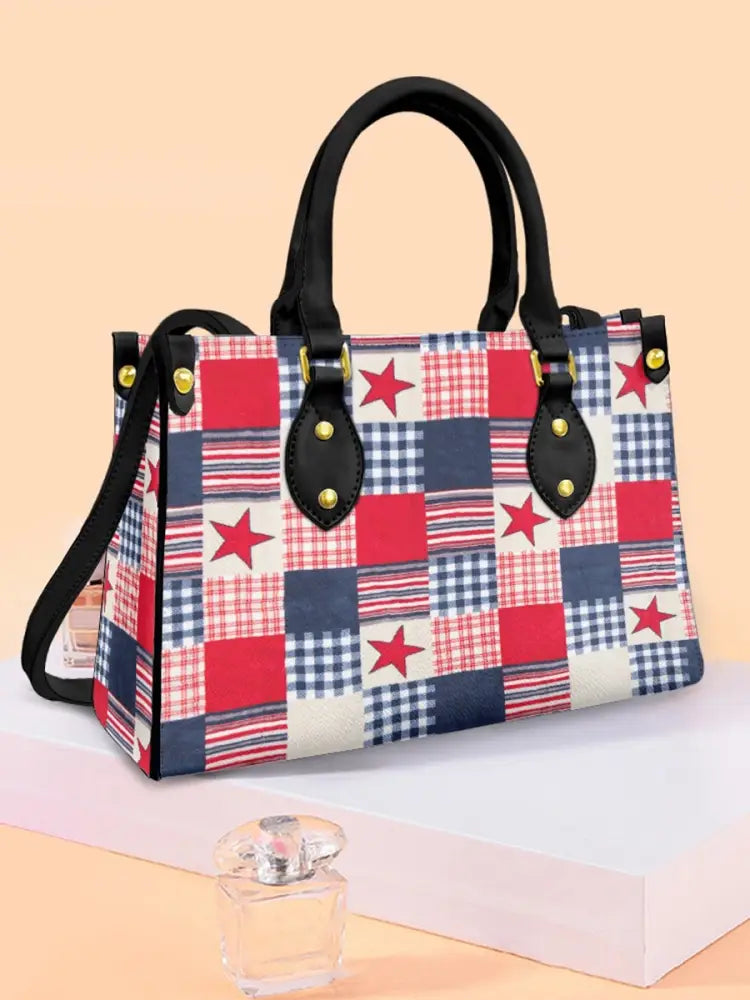 Women’s Art Star Check Leather Handbag Black / JM