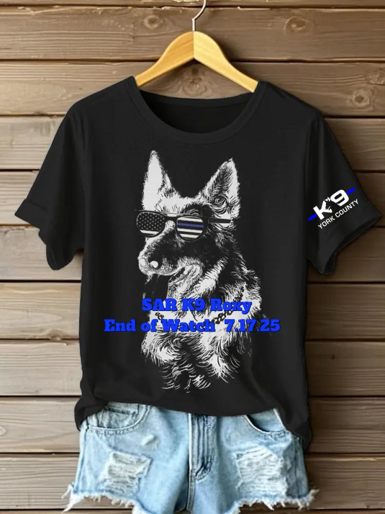 Women’s Blue Line Patriotic Texas SAR K9 ’Roxy’ T-Shirt Black / S