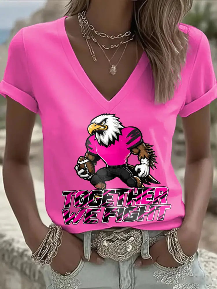 Women’s Breast Cancer Awareness Month Football Fans T shirt Rose Red / S