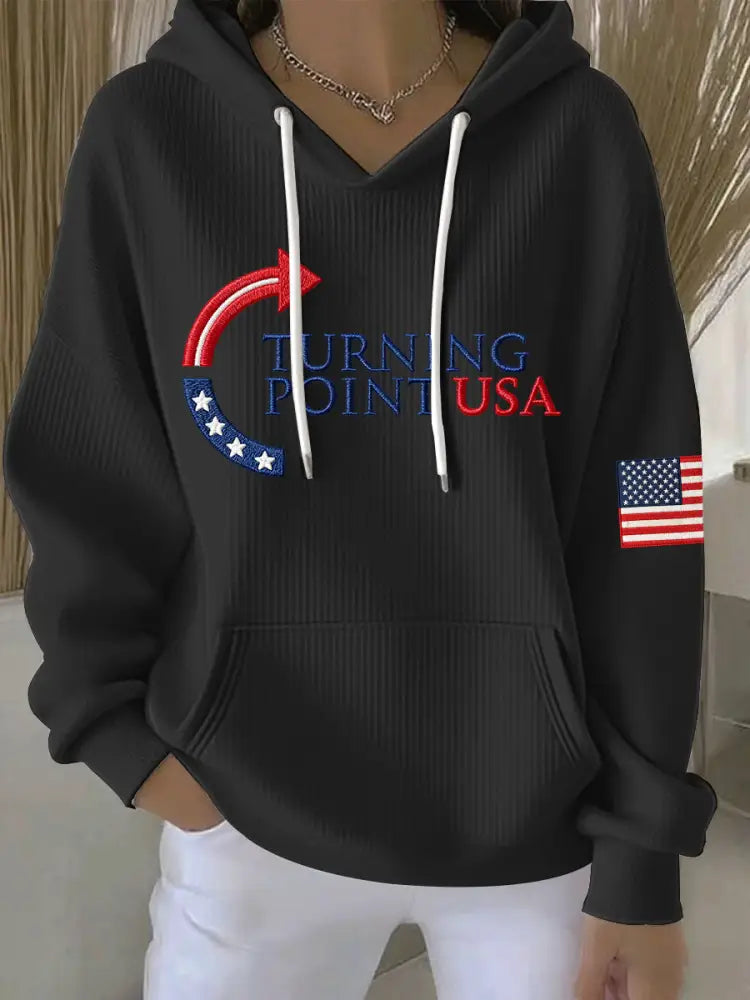 Women’s Charlie Kirk Turning Point USA Trump Commemorative Hoodie Black / S