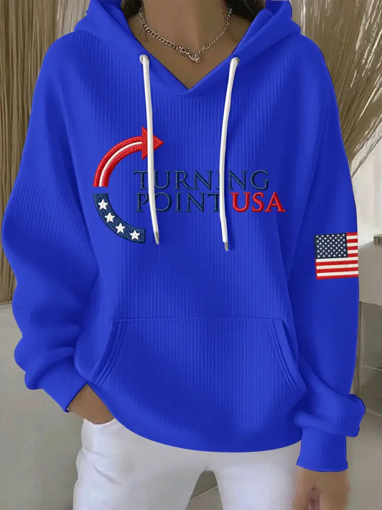 Women’s Charlie Kirk Turning Point USA Trump Commemorative Hoodie Blue / S