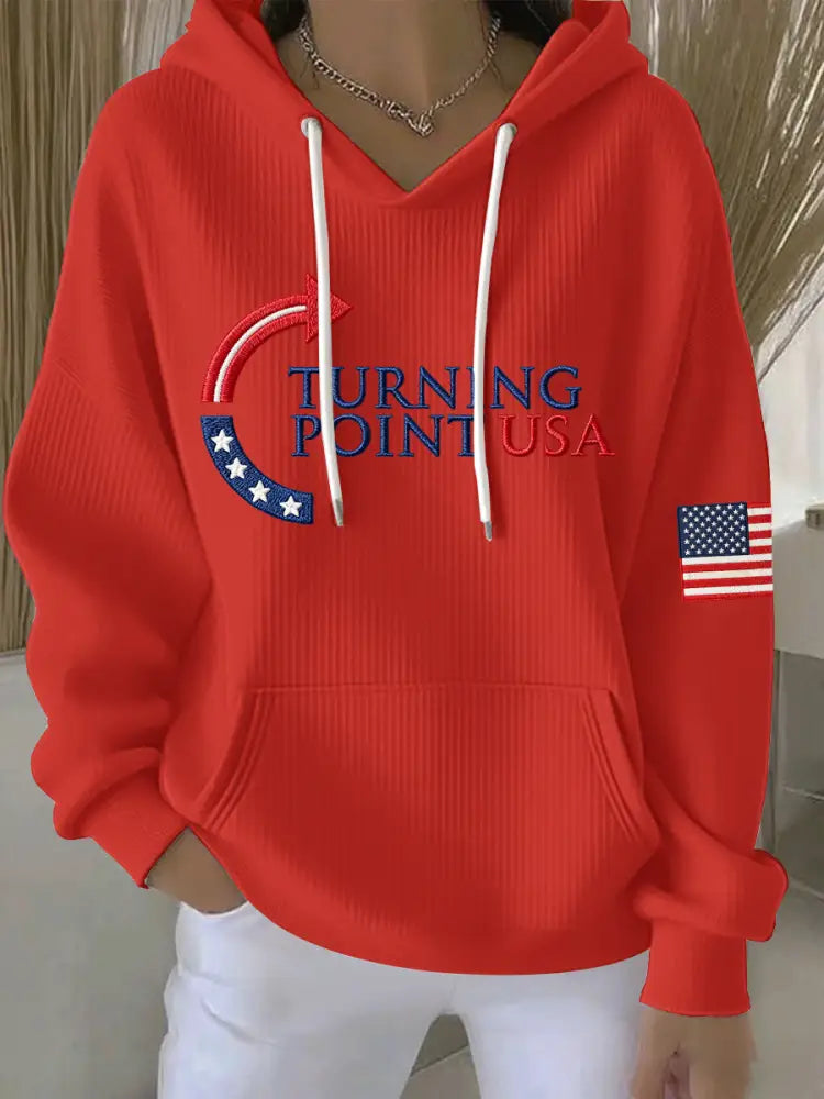 Women’s Charlie Kirk Turning Point USA Trump Commemorative Hoodie Red / S