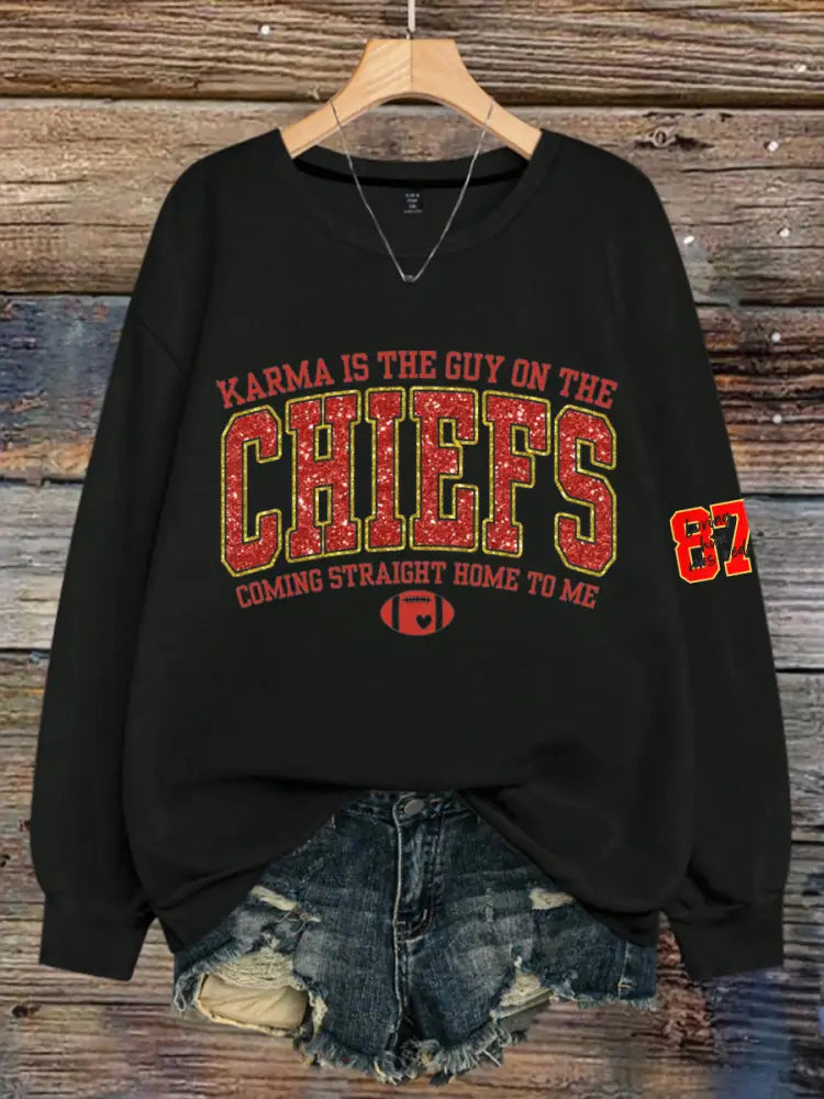 Women’s Chiefs 8789 Diva Engaged Era Printed Sweatshirt Black / S