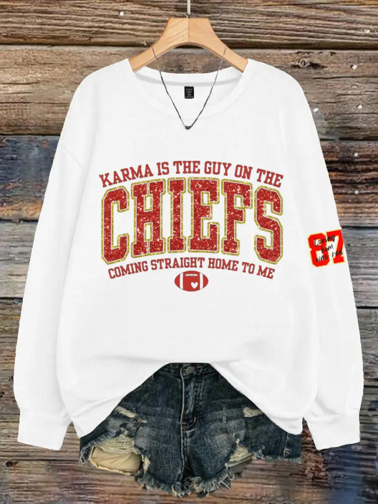 Women’s Chiefs 8789 Diva Engaged Era Printed Sweatshirt White / S