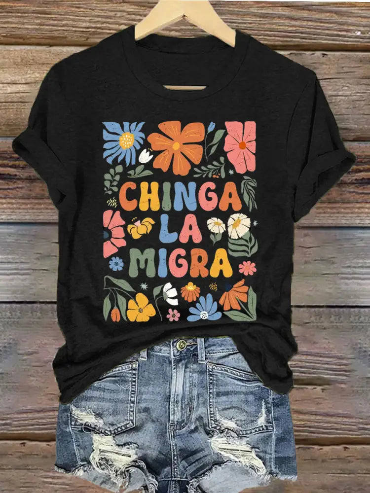 Women’s Chinga La Migra T-shirt Black / S