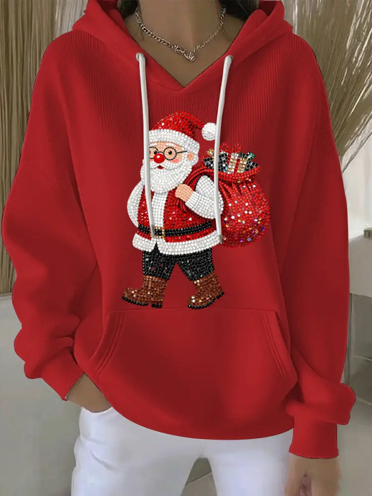 Women’s Christmas Print Casual Hoodie Red / S