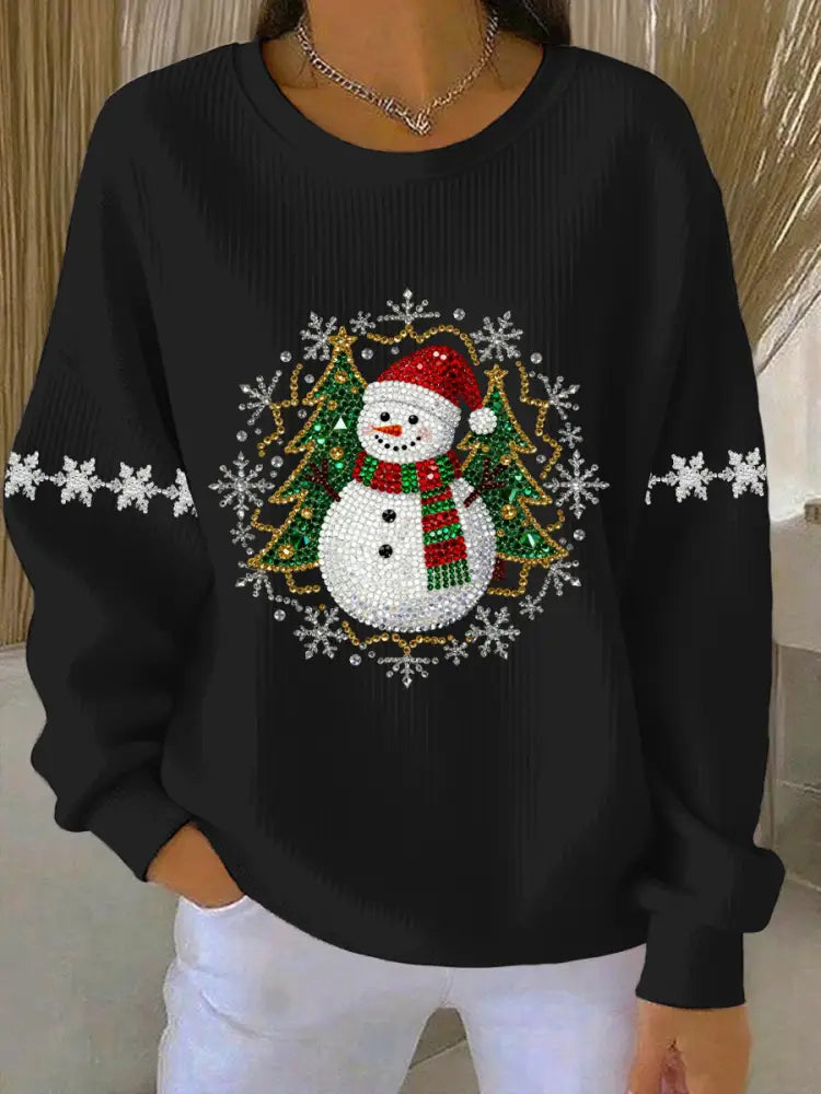 Women’s Christmas Print Casual Sweatshirt Black / S