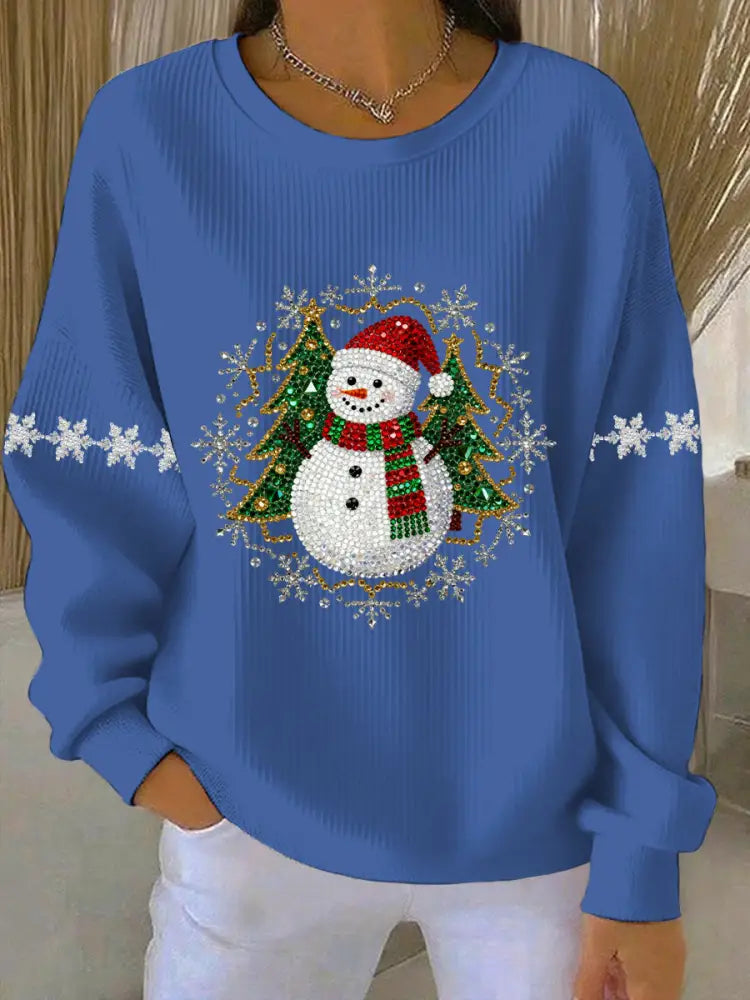 Women’s Christmas Print Casual Sweatshirt Blue / S