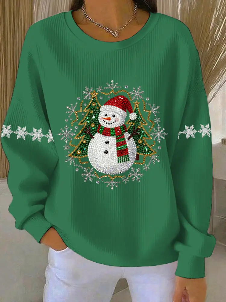 Women’s Christmas Print Casual Sweatshirt Green / S