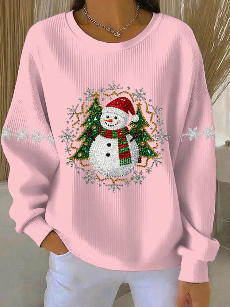 Women’s Christmas Print Casual Sweatshirt Pink / S