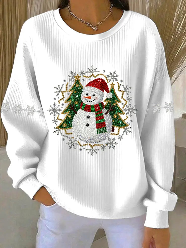 Women’s Christmas Print Casual Sweatshirt White / S