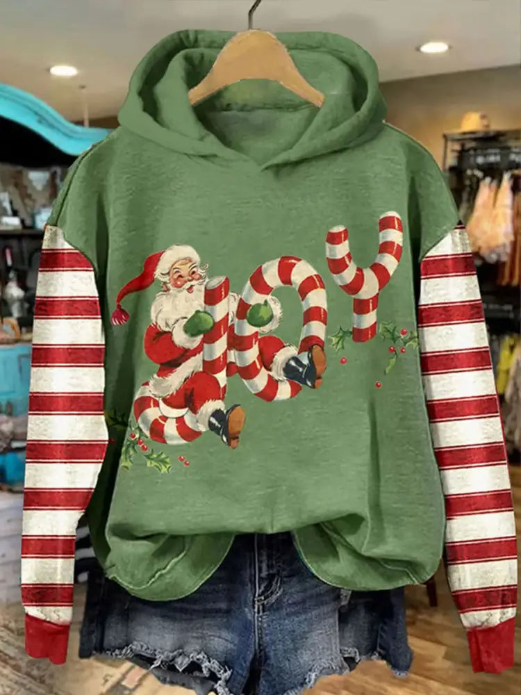 Women’s Cute Santa Claus Sweatshirt Green / S
