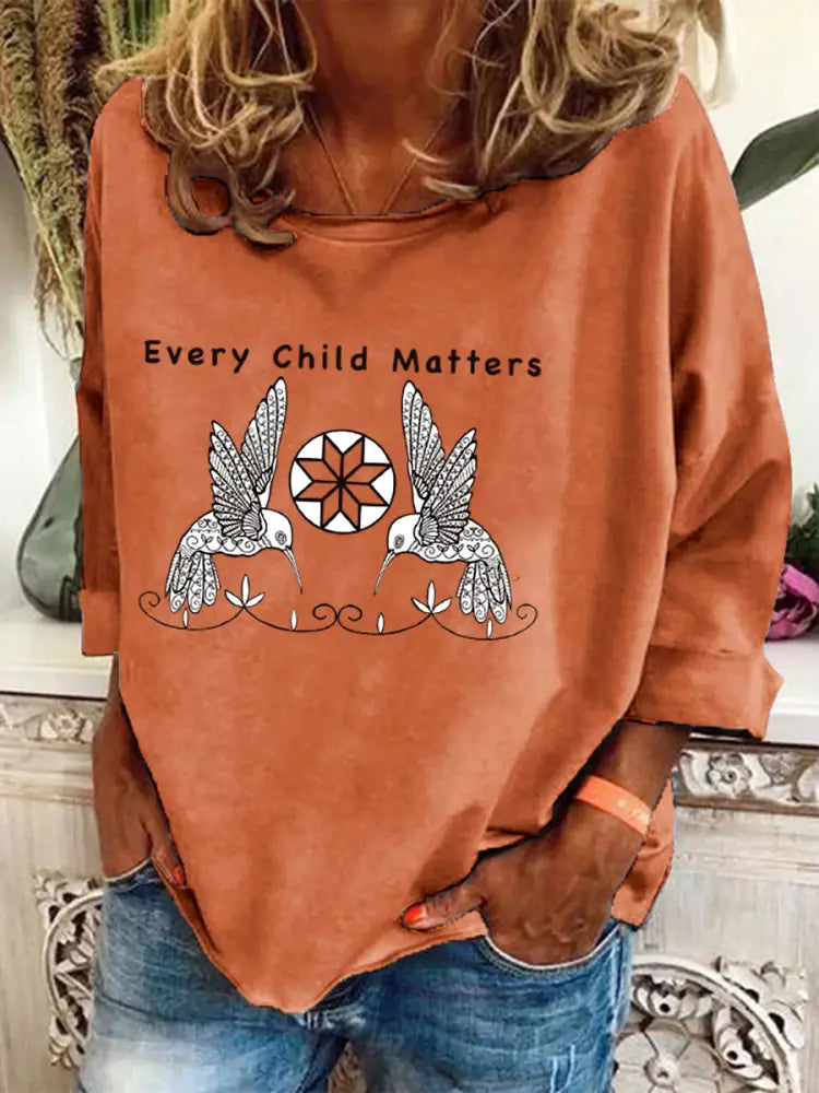 Women’s Every Child Matters Printed Casual Top Red-Brown / S