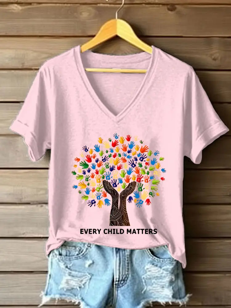 Women’s every child matters V-neck T-shirts Light Pink / S
