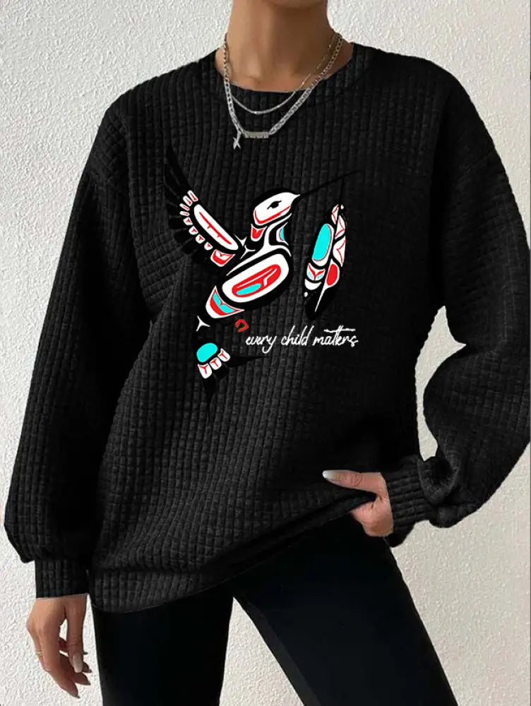 Women’s Every Child Matters Waffle Print Sweatshirt Black / S