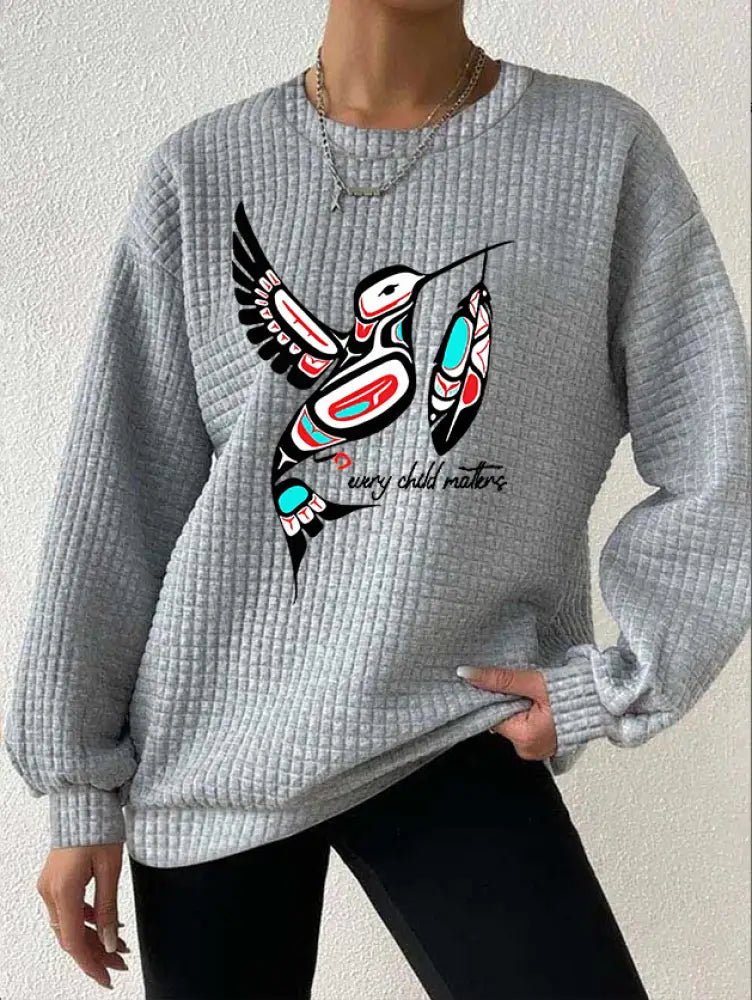 Women’s Every Child Matters Waffle Print Sweatshirt Gray / S