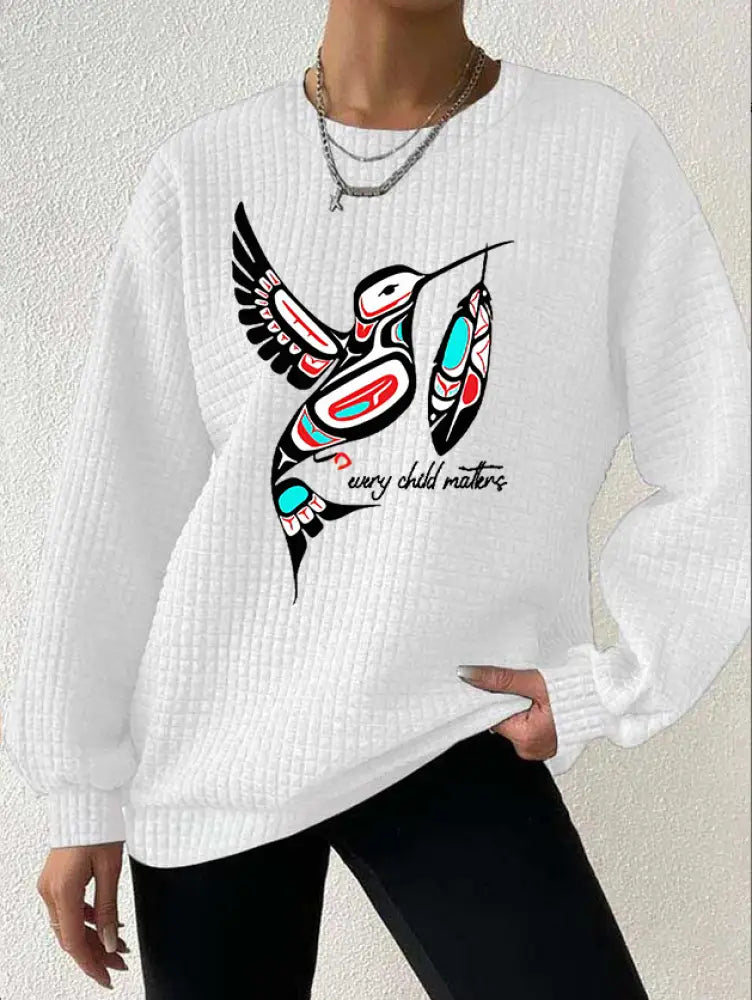 Women’s Every Child Matters Waffle Print Sweatshirt White / S