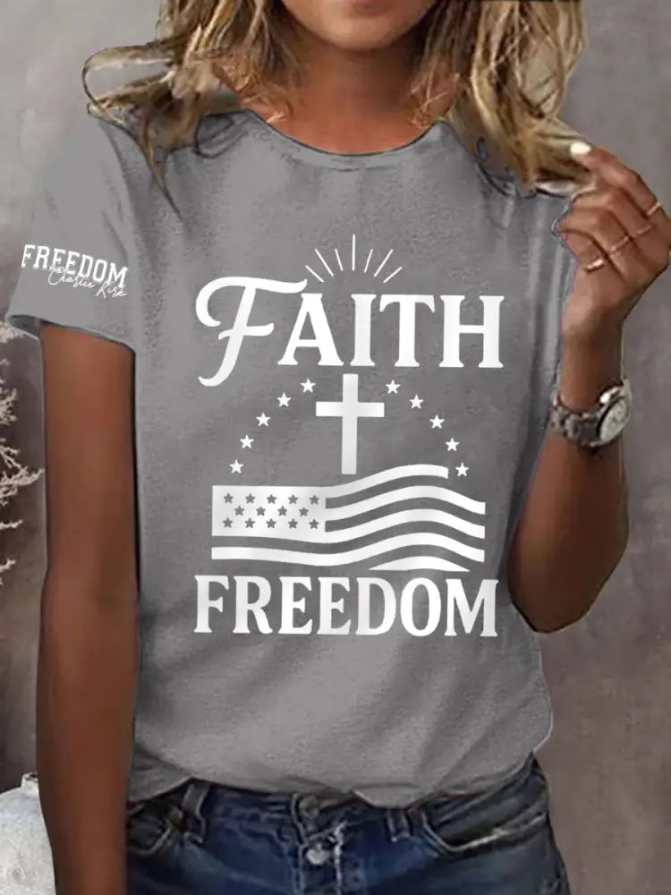 Women’s Faith Freedom Tee Light Gray / S