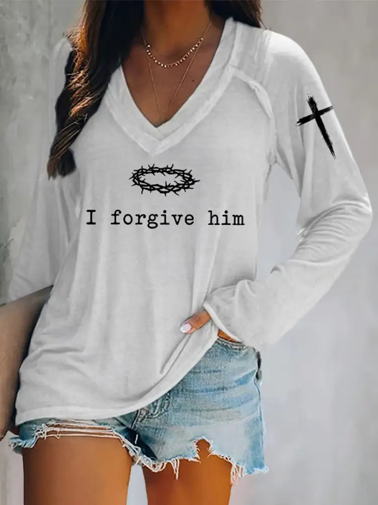 Women’s Father Forgive Them For They Not Know What They Do Long-Sleeve T-Shirt White / S