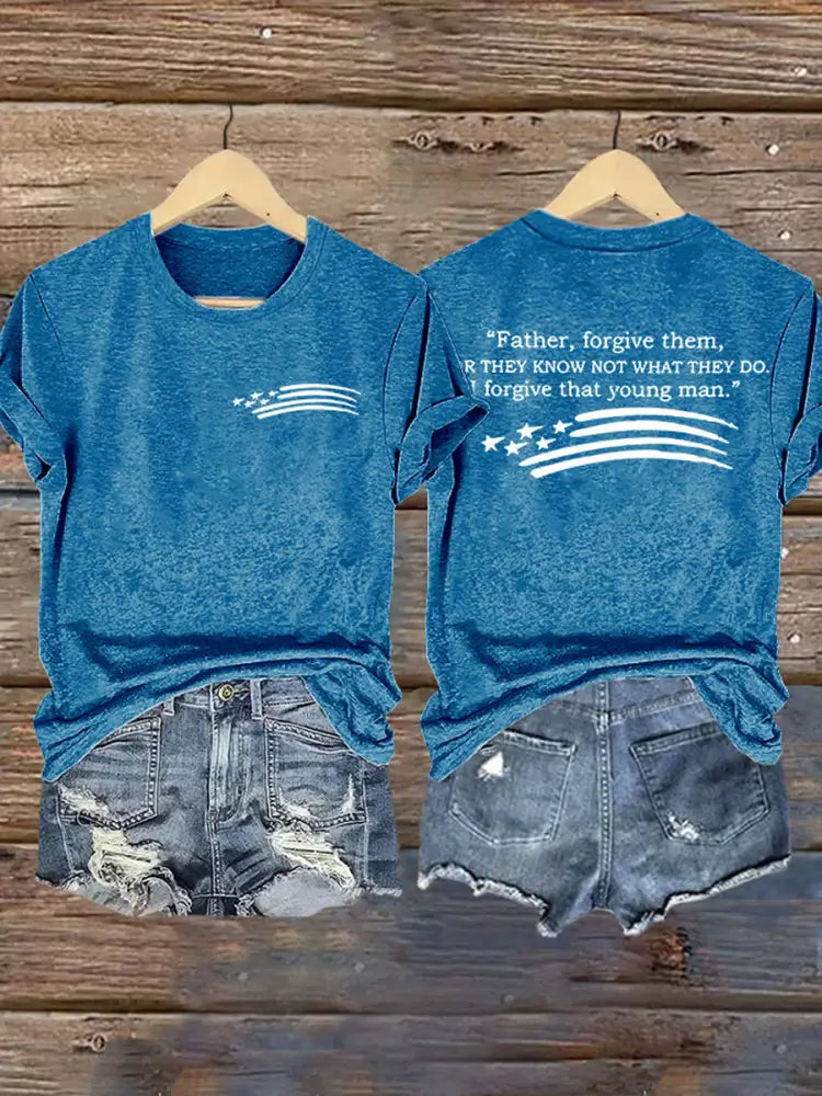 Women’s Father Forgive Them For They Not Know What They Do V-Neck Tee Blue / S