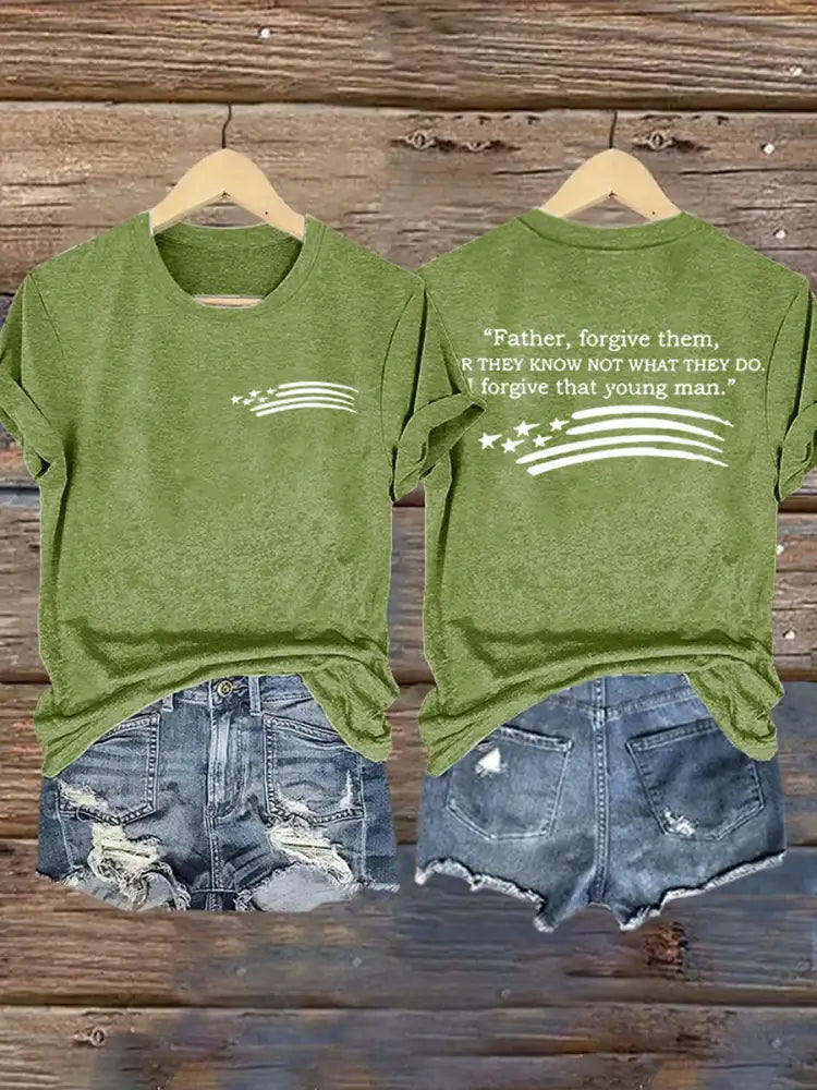 Women’s Father Forgive Them For They Not Know What They Do V-Neck Tee Green / S