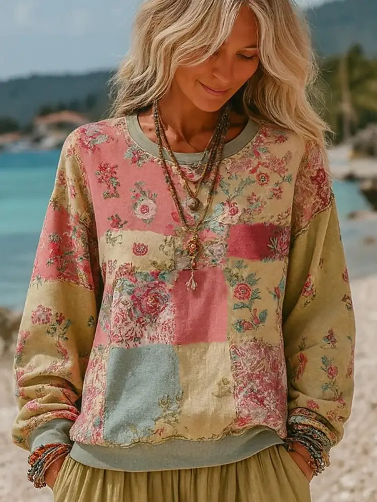 Women’s flowers Print Regular Sweatshirt As picture / S