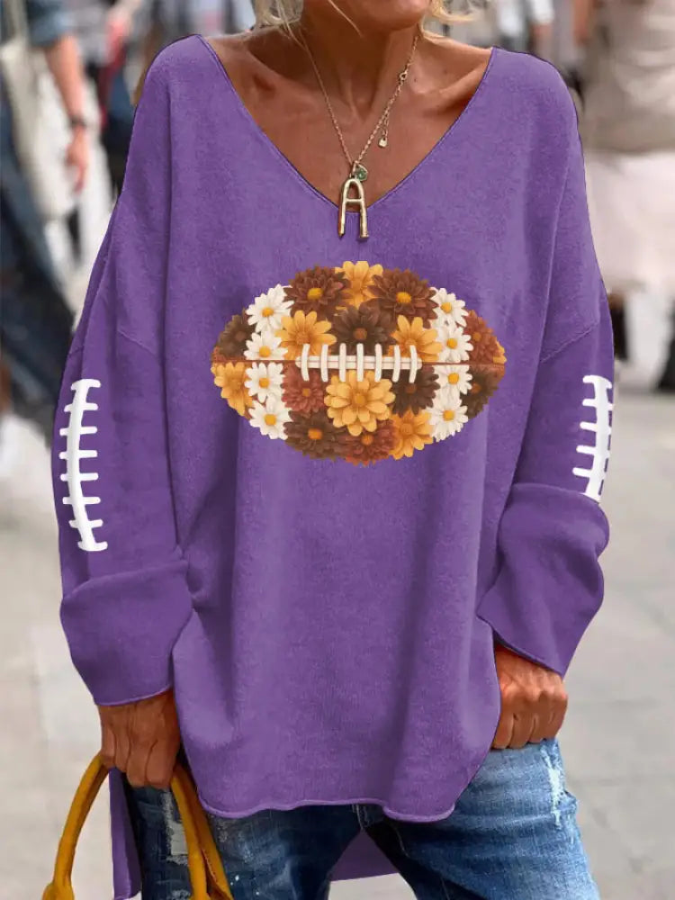 Women’s Football Fans Lovers Gameday Casual French velvet top Purple / S