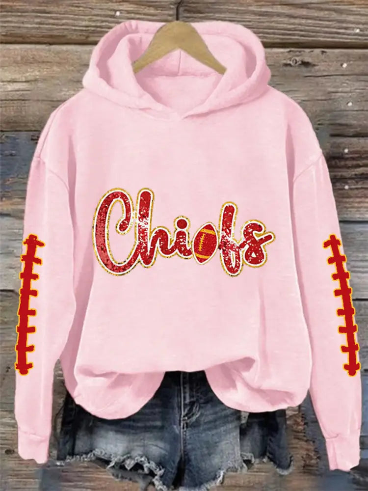 Women’s Football Fans Lovers Gameday Casual Hoodie Gray / S