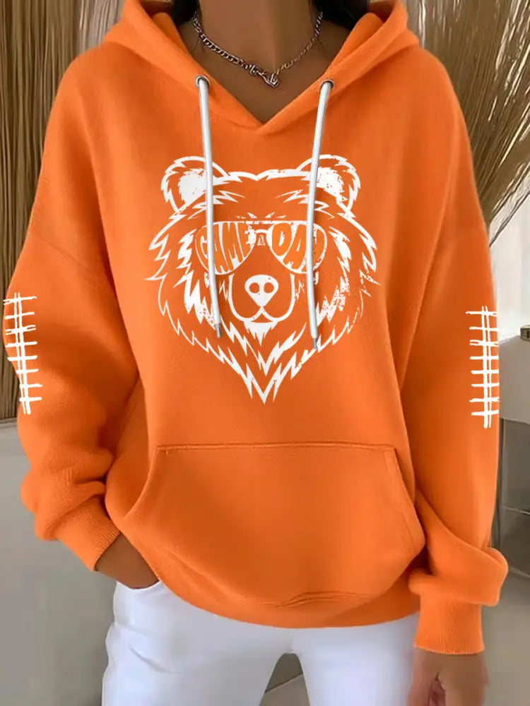 Women’s Football Fans Lovers Gameday Casual Hoodie Orange / S