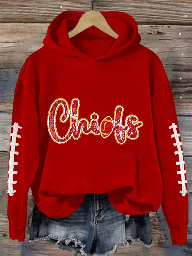 Women’s Football Fans Lovers Gameday Casual Hoodie Red / S