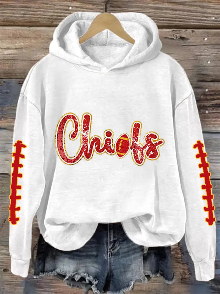 Women’s Football Fans Lovers Gameday Casual Hoodie White / S