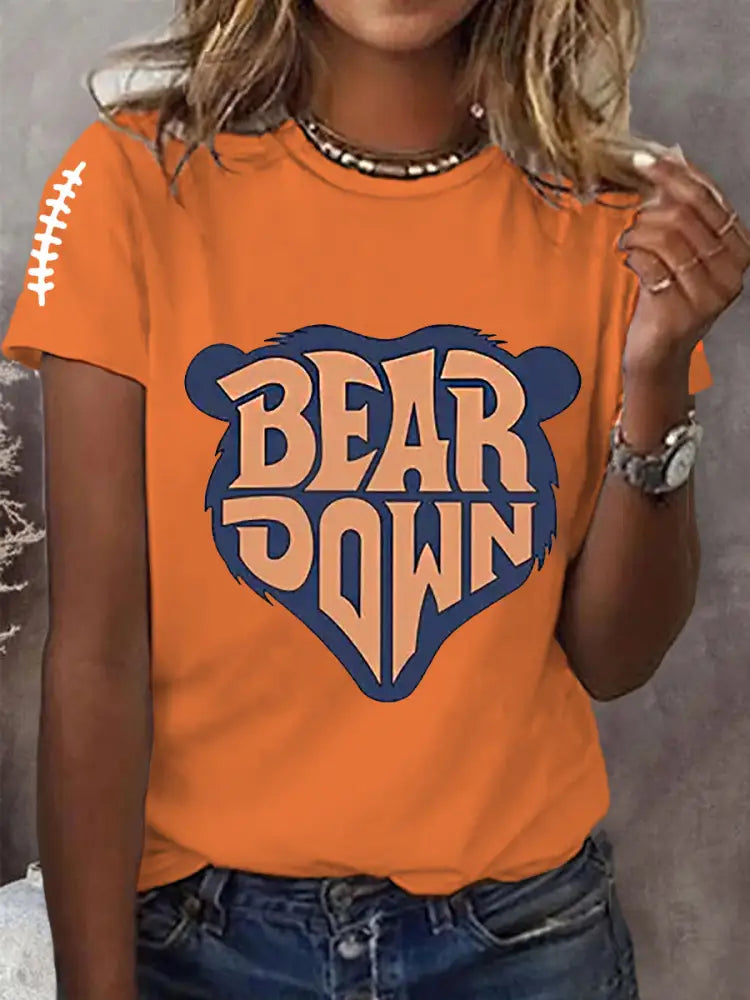 Women’s Football Fans Lovers Gameday Casual Short Sleeve T shirt Orange / S