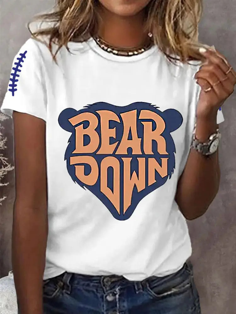 Women’s Football Fans Lovers Gameday Casual Short Sleeve T shirt White / S