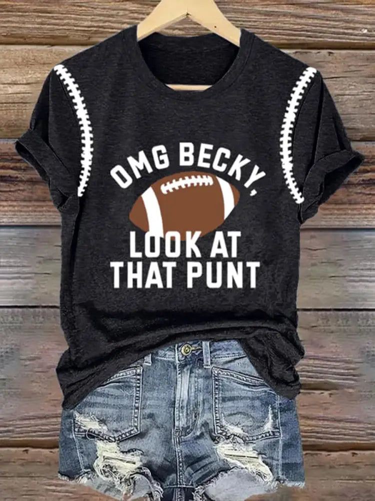 Women’s Football Fans Lovers Gameday Casual short sleeved T shirt Black / S