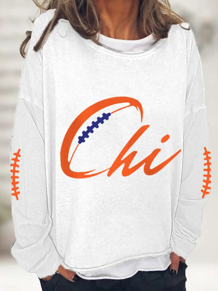 Women’s Football Fans Lovers Gameday Casual Sweatshirt White / S