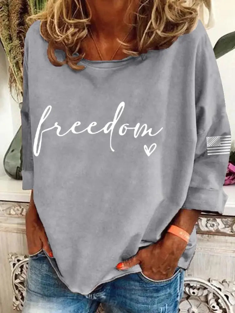 Women’s Freedom Charlie Kirk Long-Sleeve Top Gray / S