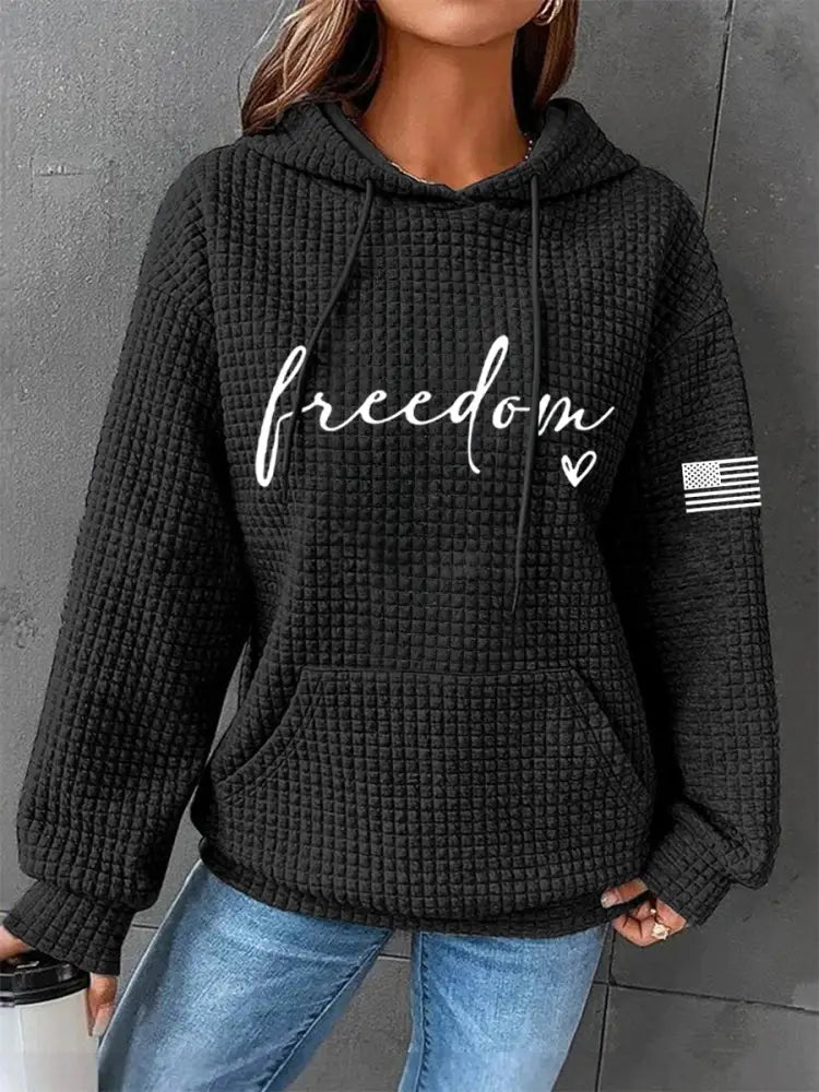 Women’s Freedom Charlie Kirk Waffle Hoodie Black / S