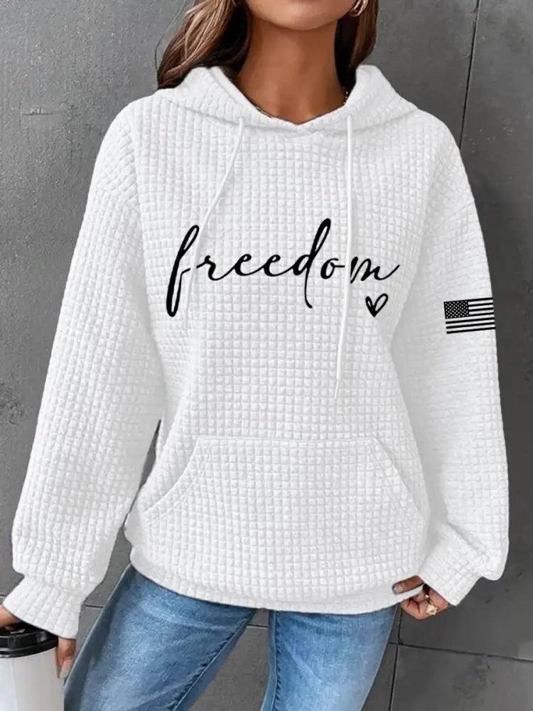 Women’s Freedom Charlie Kirk Waffle Hoodie White / S