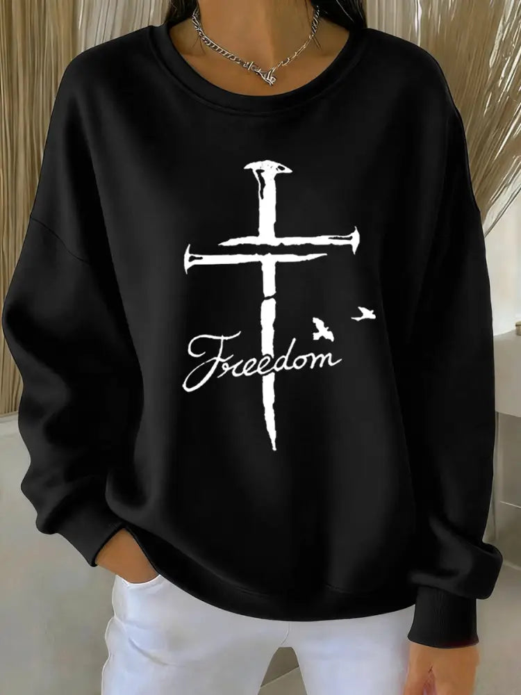 Women’s Freedom Cross Faith Sweatshirt Black / S