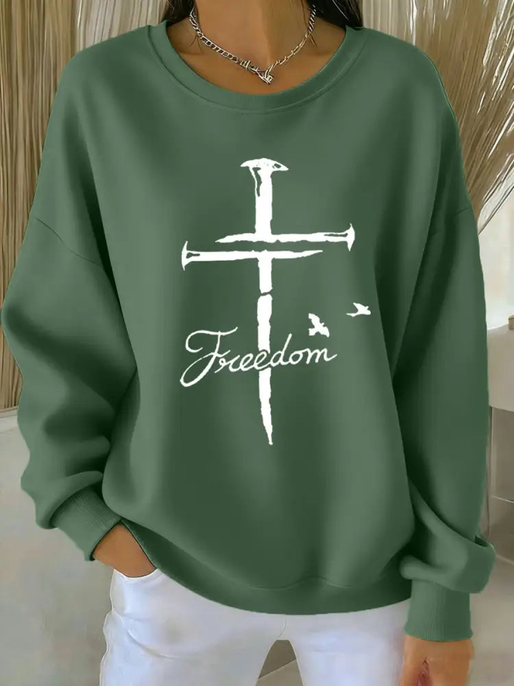 Women’s Freedom Cross Faith Sweatshirt Green / S