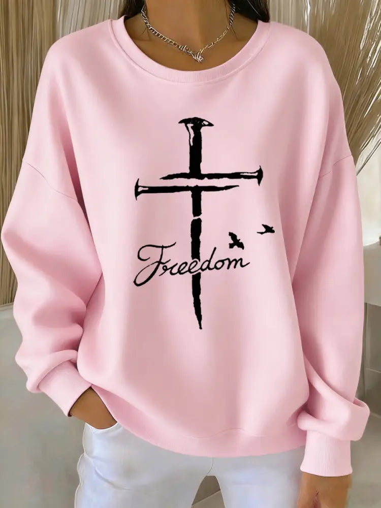 Women’s Freedom Cross Faith Sweatshirt Pink / S