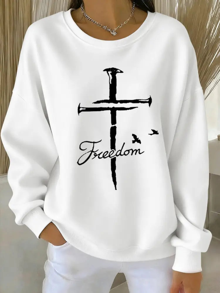 Women’s Freedom Cross Faith Sweatshirt White / S