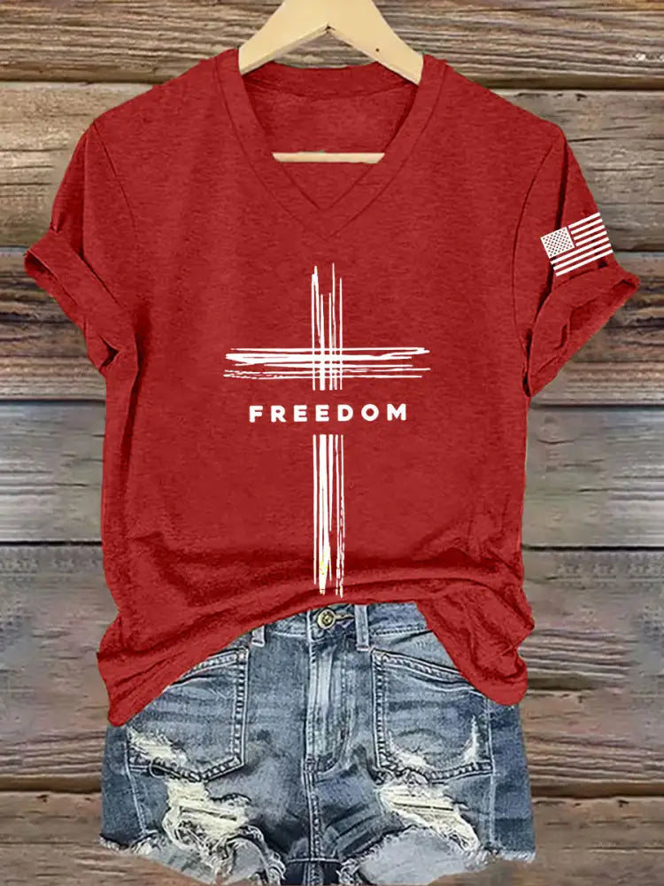 Women’s Freedom Cross Short Sleeve T-Shirt Red / S