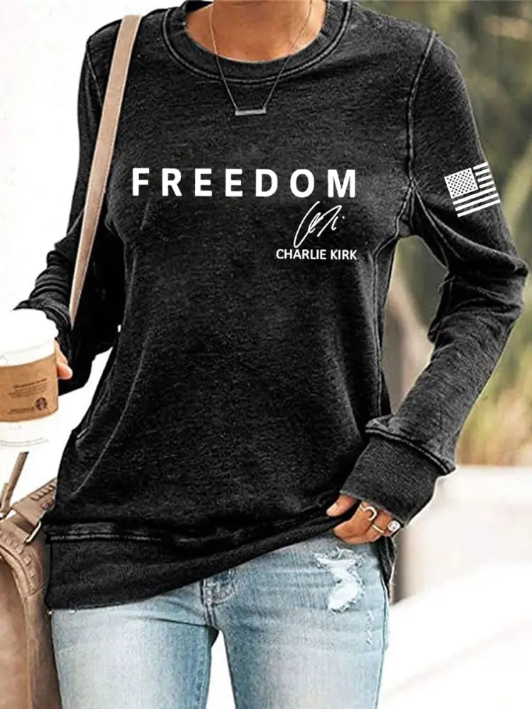 Women’s Freedom Is Not Free R.I.P Charlie Kirk Casual Sweatshirt Black / S