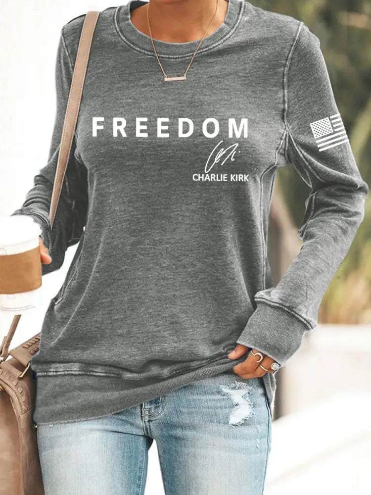 Women’s Freedom Is Not Free R.I.P Charlie Kirk Casual Sweatshirt Gray / S