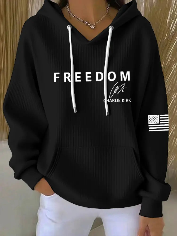 Women’s Freedom Is Not Free R.I.P Charlie Kirk Long Sleeve Hoodie Black / S