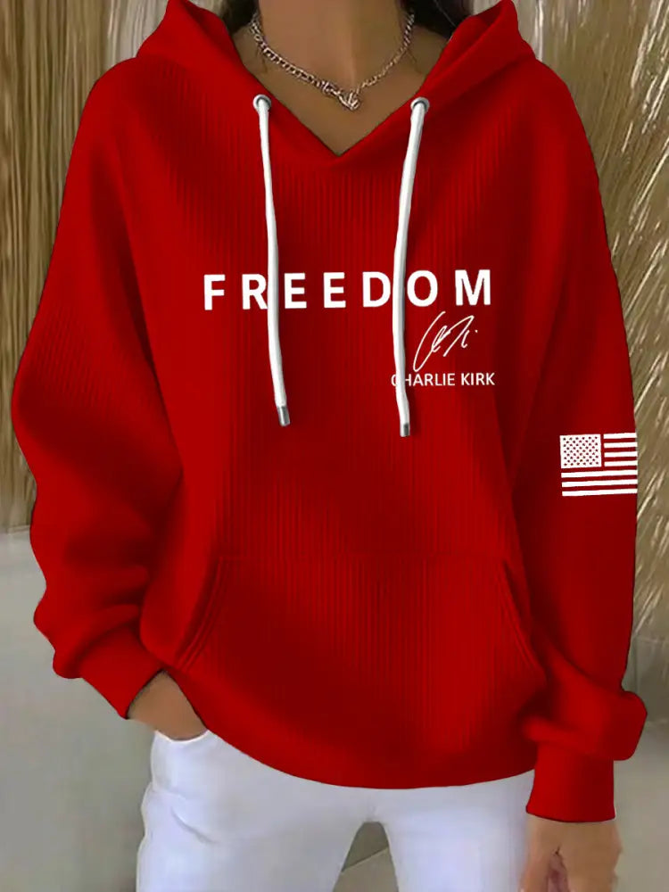 Women’s Freedom Is Not Free R.I.P Charlie Kirk Long Sleeve Hoodie Red / S