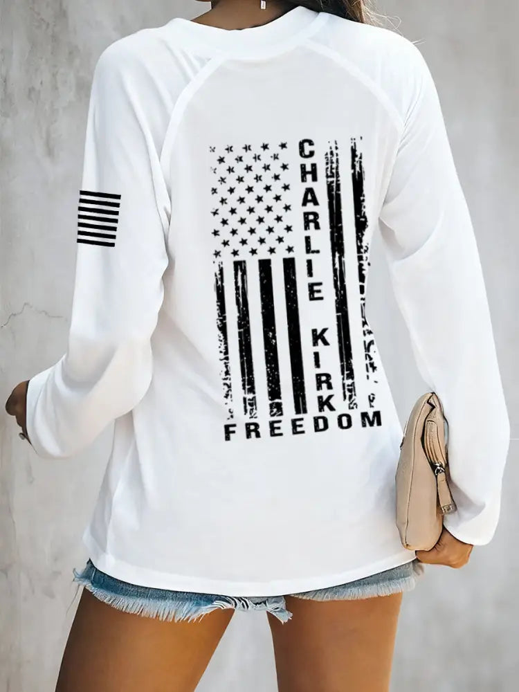 Women’s Freedom Is Not Free R.I.P Charlie Kirk Long Sleeve V-Neck T-Shirt